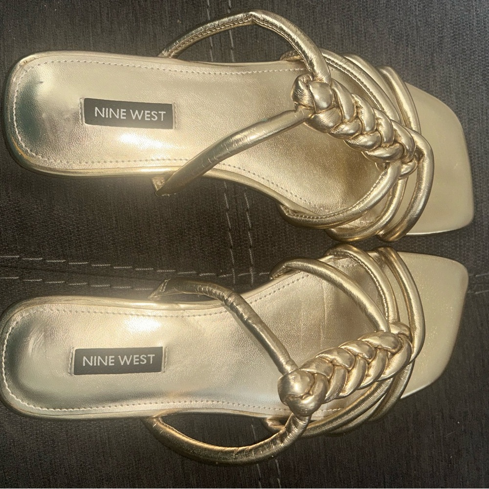 Nine West Metallic Gold Braided Strap Sandals
